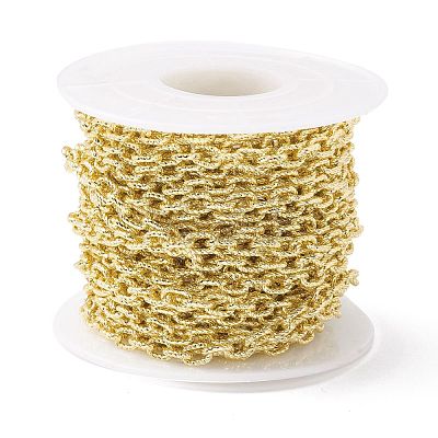 Rack Plating Brass Textured Cable Chains CHC-B021-01G-1