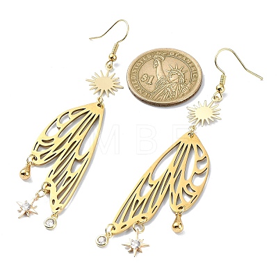 Sun & Butterfly Brass Chandelier Earrings EJEW-TA00360-1