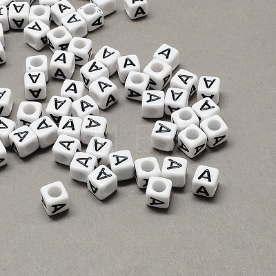 Large Hole Acrylic Letter European Beads LS-X-SACR-Q103-6mm-01A-1