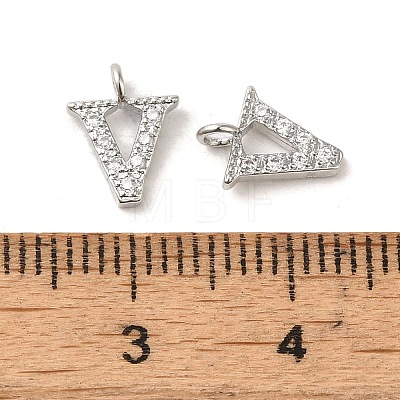 Initial Letter Brass Micro Pave Cubic Zirconia Pendants ZIRC-F008-V-1