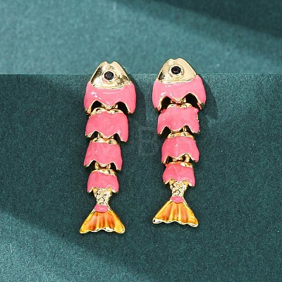 Fish Brass Micro Pave Cubic Zirconia Dangle Stud Earrings EJEW-C174-05G-1