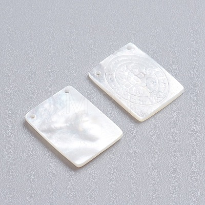 Natural White Shell Mother of Pearl Shell Pendants SSHEL-I024-10-1