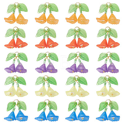 50Pcs 5 Colors Transparent Acrylic Pendants PALLOY-SZ00070-1