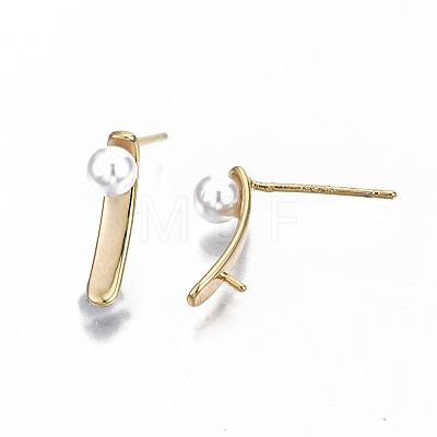 Brass Stud Earring Findings KK-S356-133G-NF-1