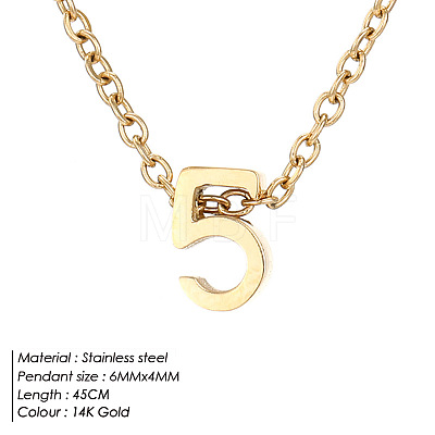304 Stainless Steel Number Pendant Necklaces FS-WG6717D-03-1