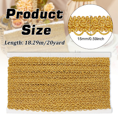 Polyester Braided Metallic Lace Trim SRIB-WH0011-180A-01-1