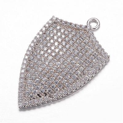 Brass Micro Pave Cubic Zirconia Pendants ZIRC-D114-03P-1