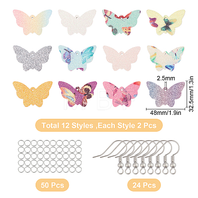 SUNNYCLUE DIY Butterfly Leather Earring Making Kits DIY-SC0013-76P-1