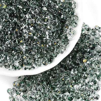 Spray Painted with Glitter Powder Glass Seed Beads SEED-T007-09C-1