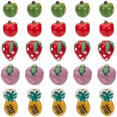 25Pcs 5 Styles Handmade Porcelain Beads PORC-PA0001-52-1