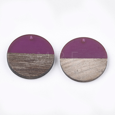 Resin & Walnut Wood Pendants RESI-S358-02B-11-1