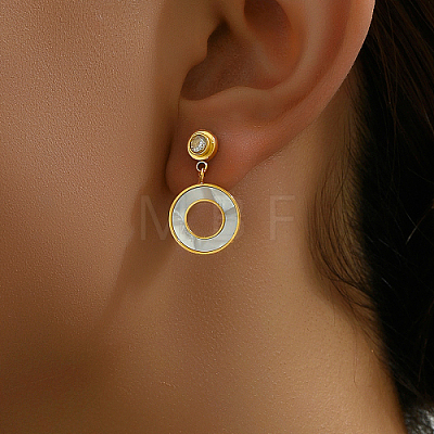 Cubic Zirconia Donut Dangle Stud Earrings NH4913-1