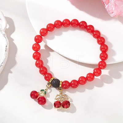 Lampwork & Alloy Rhinestone Charms Bracelets BJEW-JB13269-1