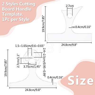 DICOSMETIC 2Pcs 2 Styles Transparent Acrylic Router Templates DIY-DC0002-74-1