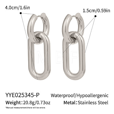 304 Stainless Steel Oval Hoop Earrings LS-AW2454-3-1
