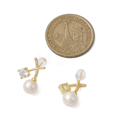 Natural Pearl Ear Studs EJEW-P286-45G-1