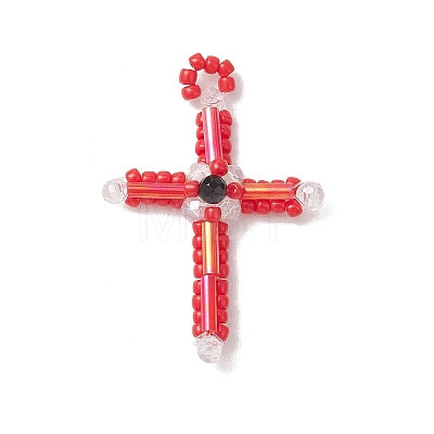 Glass Seed Beaded Pendants PALLOY-MZ01279-01-1