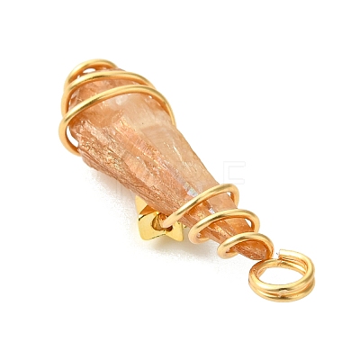 2Pcs Electroplated Natural Quartz Crystal Dyed Copper Wire Wrapped Pendants PALLOY-JF03174-01-1