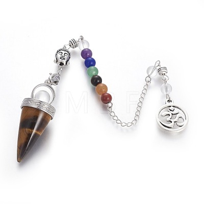 Chakra Jewelry Natural Tiger Eye Cone Dowsing Pendulums G-G771-E04-1