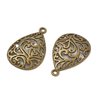 Tibetan Style Alloy Filigree Teardrop Pendants X-TIBEP-Q041-042AB-NR-1