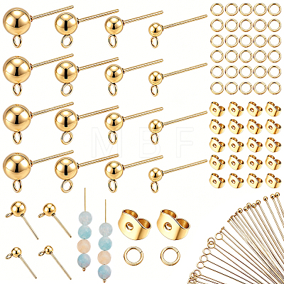 304 Stainless Steel Ball Post Stud Earring Findings & Flat Head Pins & Ball Head Pins & Eye Pin & Jump Rings STAS-BBC0010-38G-1