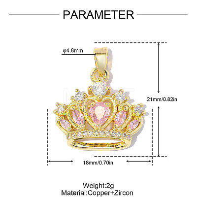 Brass Pave Pink Cubic Zirconia Pendants CU-OY001-02G-1