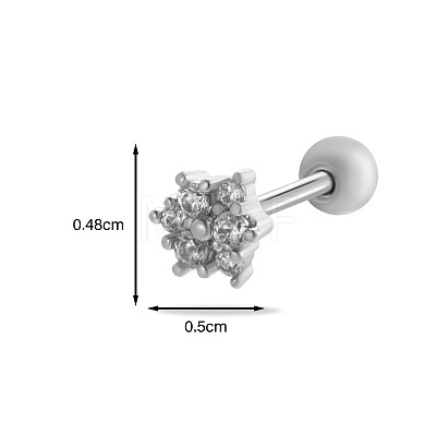 Brass Micro Pave Clear Cubic Zirconia Flower Cartilage Earrings WG7D5C2-11-1