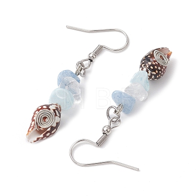 Spiral Shell & Natural Gemstone Dangle Earrings for Women EJEW-JE05813-1