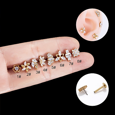 G23 Titanium Micro Pave Clear Cubic Zirconia Cartilage Earrings for Women Men WG8029E-01-1