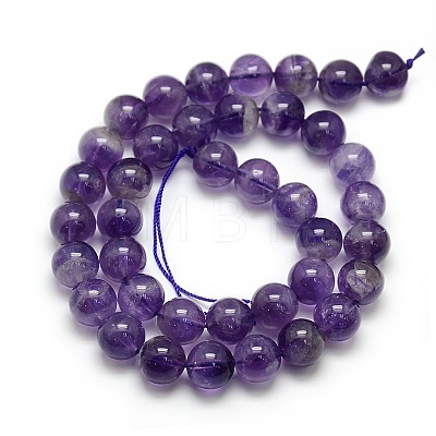 Natural Amethyst Round Bead Strands G-L170-10mm-01-1