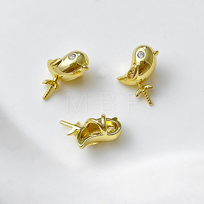 Brass Pave Clear Cubic Zirconia Bird Peg Bails Pin Charms BAPE-PW0002-16S-1