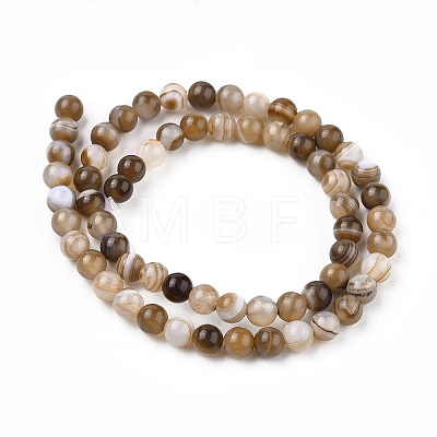 Natural Striped Agate/Banded Agate Bead Strands G-K166-13-6mm-02-1