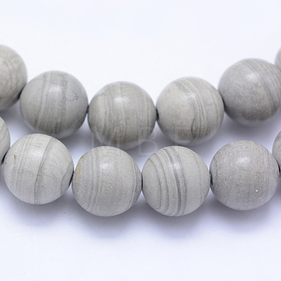 Natural Silver Line Jasper Beads Strands G-F531-10mm-O-1