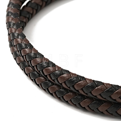 Microfiber Leather Braided Double Loops Wrap Bracelet with 304 Stainless Steel Magnetic Clasp for Men Women BJEW-C021-25P-1