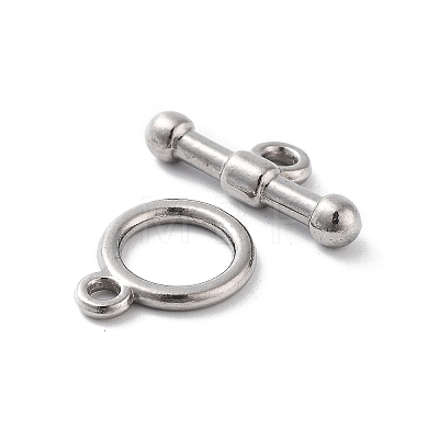 Non-Tarnish 304 Stainless Steel Ring Toggle Clasps STAS-A092-09G-P-1