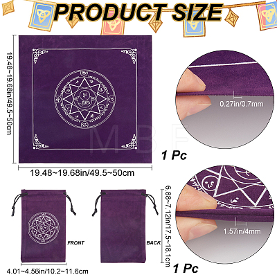 Star Pattern Square Velvet Tarot Tablecloth for Divination AJEW-WH0470-82C-1