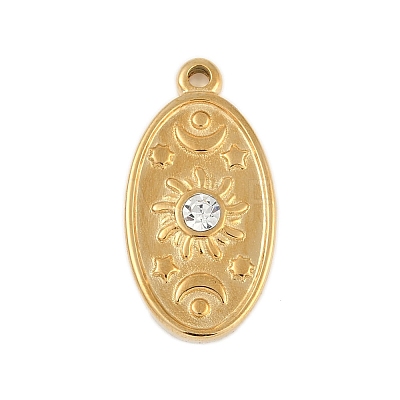 Ion Plating(IP) 304 Stainless Steel Rack Plating Cubic Zirconia Pendants X-STAS-U019-05G-1