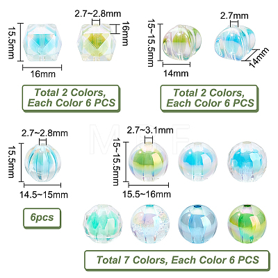   72Pcs 12 Styles UV Plating Transparent Acrylic Beads TACR-PH0001-57B-1