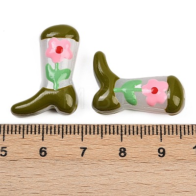 Boot Baking Paint Glass Enamel  Beads LAMP-C020-02G-1