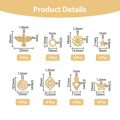 64Pcs 16 Style Rack Plating Brass Pendants KK-FH0006-67-1