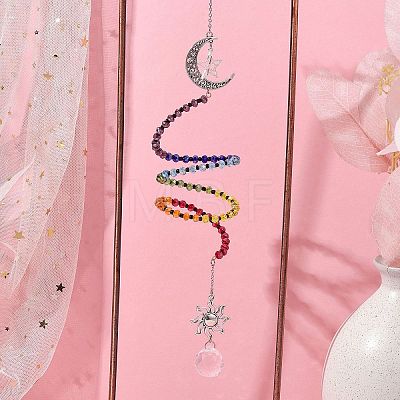 Glass Spiral Pendant Decorations HJEW-TA00269-1