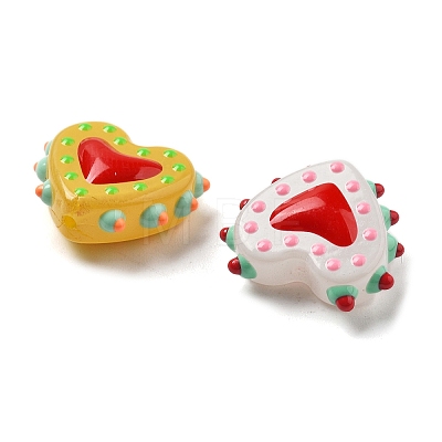 Painted Glass Beads Bumpy Beads Heart X-LAMP-V001-07-1