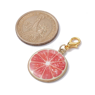 Fruits Theme Alloy Enamel Pendant Decorations HJEW-JM01358-1