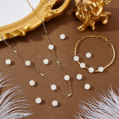 20Pcs 10 Styles Natural White Shell Flat Round Beads BSHE-PH0001-62-1