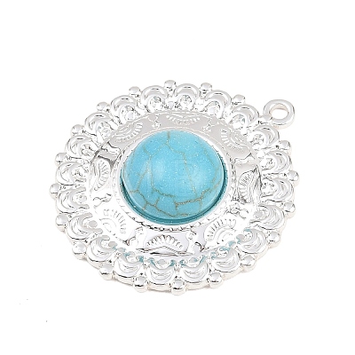 304 Stainless Steel with Synthetic Turquoise Pendants STAS-H253-01D-S-1
