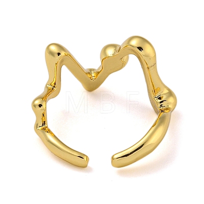 V Shape Brass Open Cuff Rings for Women RJEW-Z050-05G-1