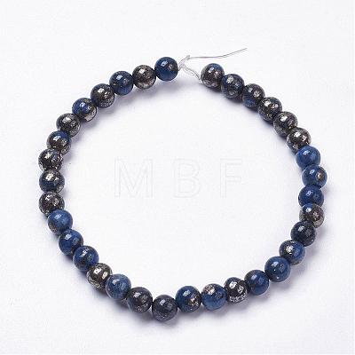 Natural Pyrite Beads Strands G-K181-6mm-H04-1