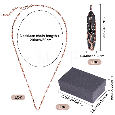 1Pc Natural Black Agate Bullet Macrame Pouch Pendant Alloy Chain Necklaces NJEW-PA0001-01D-1