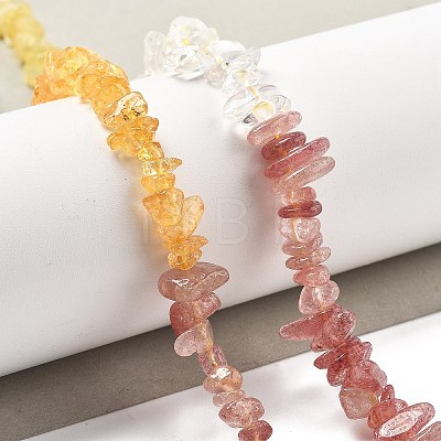 Natural Quartz Crystal & Strawberry Quartz & Citrine Beads Strands G-L610-A24-01-1