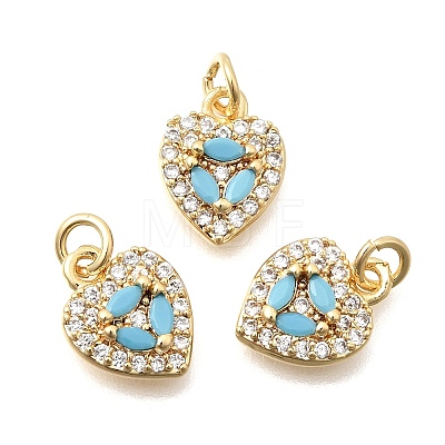 Valentine's Day Brass Micro Pave Cubic Zirconia Charms KK-N287-07G-1
